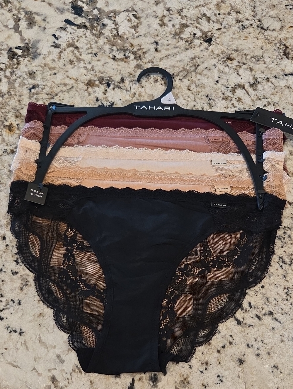 Tahari Women's 6-Pack Lace Bikini Panties - Black, Burgundy, Blush, Cream